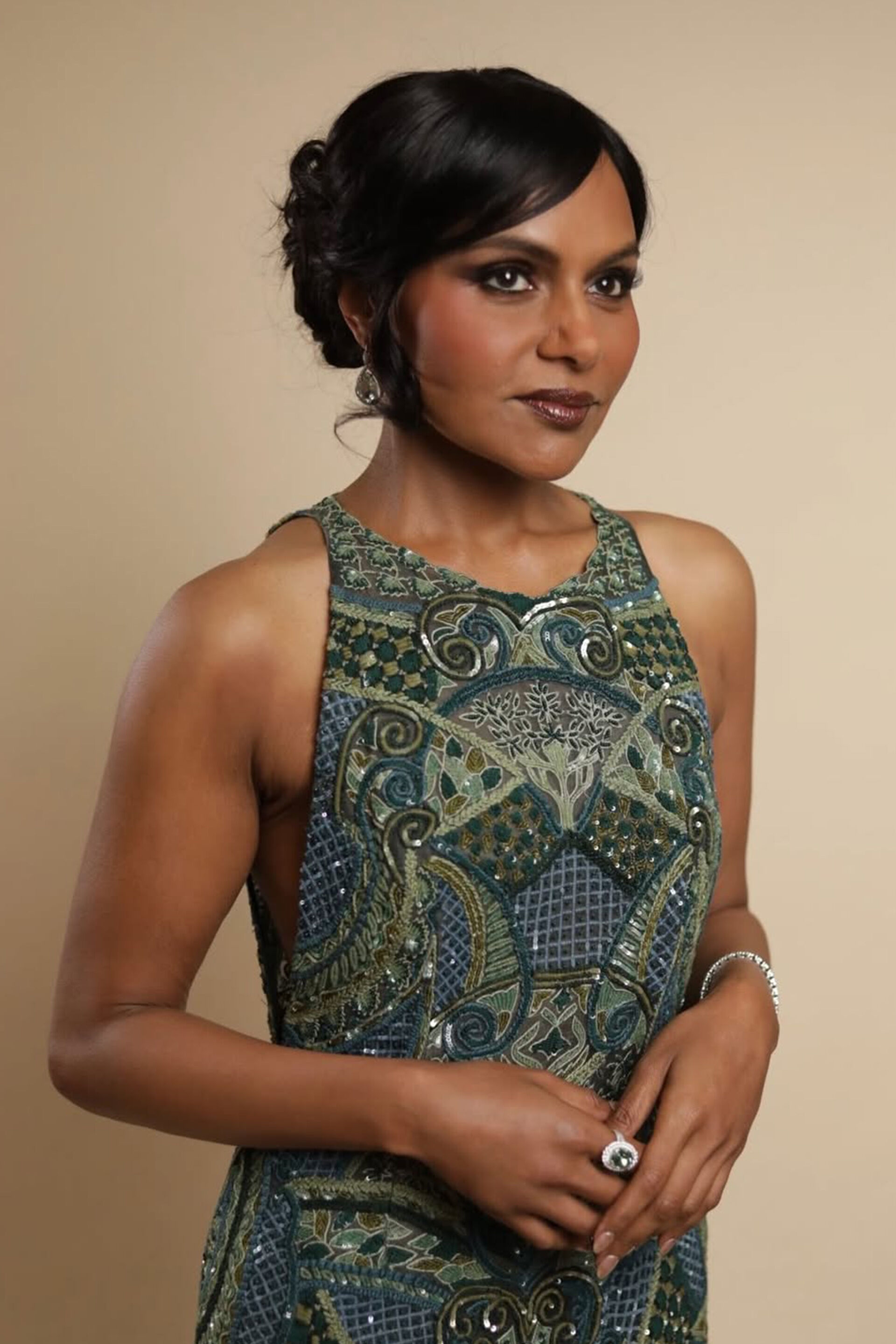 Theodesia Embroidered Cord Gown - Green, , image 3